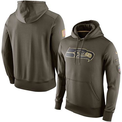 NFL Men's Seattle Seahawks Nike Olive Salute To Service KO Performance Hoodie